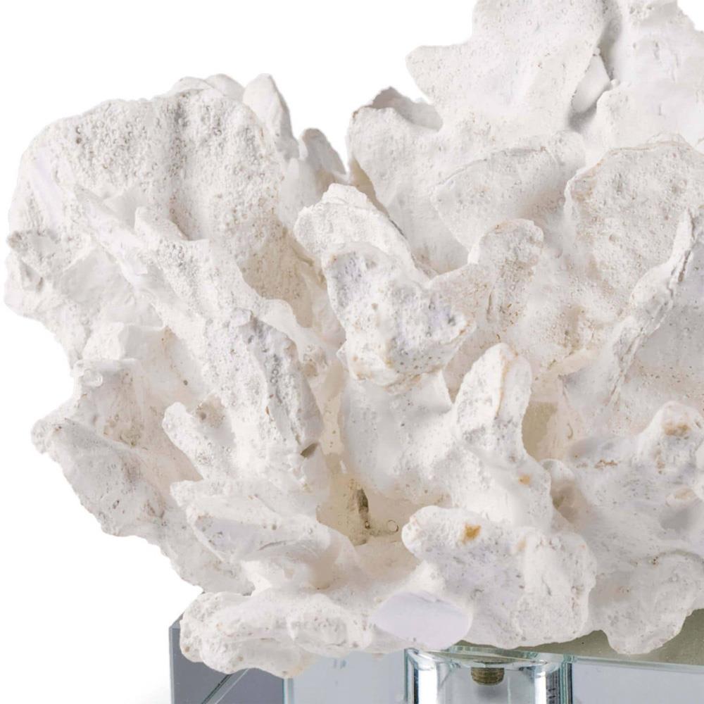 Coastal Beach White Resin Clear Base Decorative Coral Sculpture|