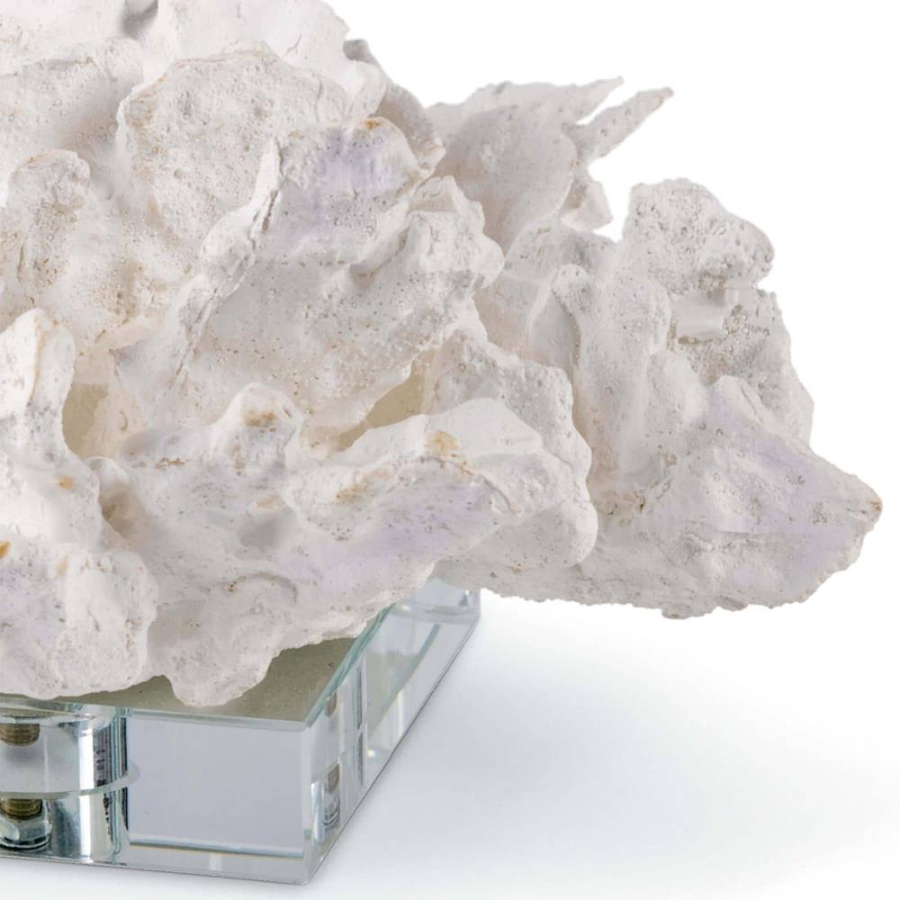 Coastal Beach White Resin Clear Base Decorative Coral Sculpture|