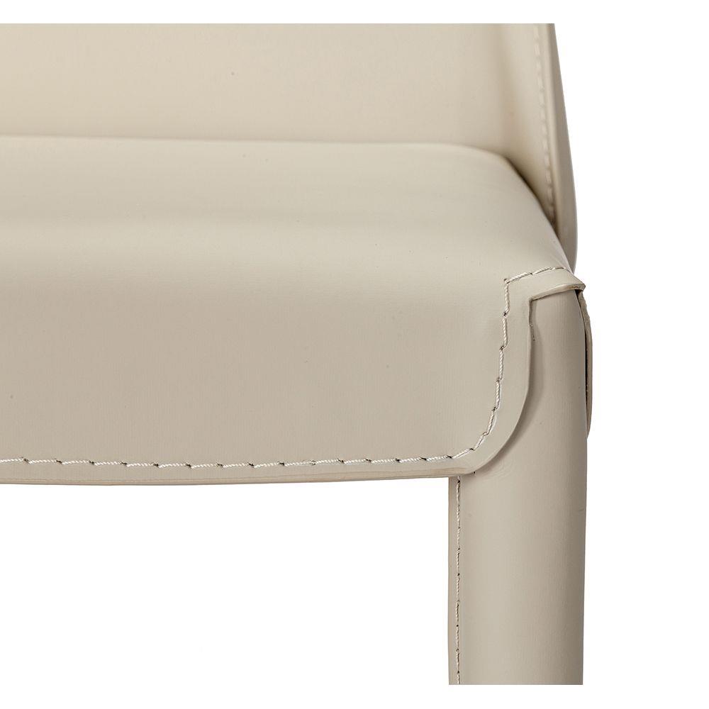 Malin Modern Classic Beige Leather Upholstered Nickel Steel Counter Stool|