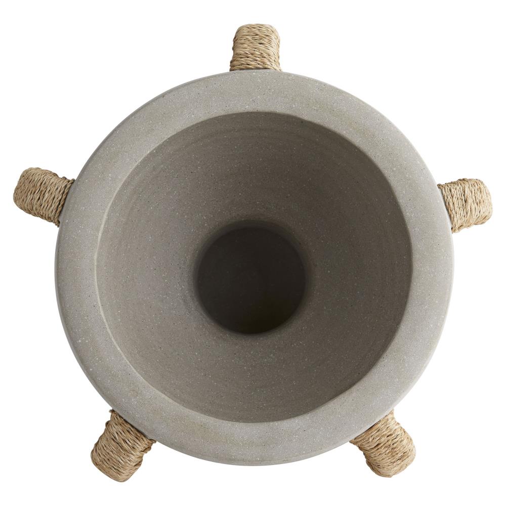 Clyde Coastal Beach Abaca-Wrapped Gray Terracotta Centerpiece|