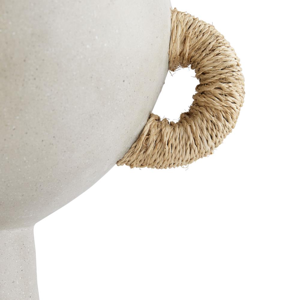 Clyde Coastal Beach Abaca-Wrapped Gray Terracotta Centerpiece|