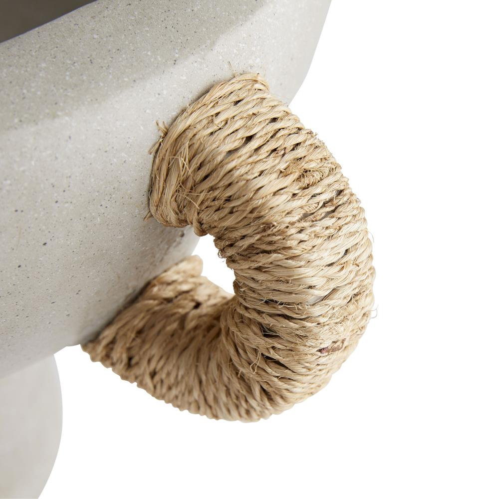 Clyde Coastal Beach Abaca-Wrapped Gray Terracotta Centerpiece|