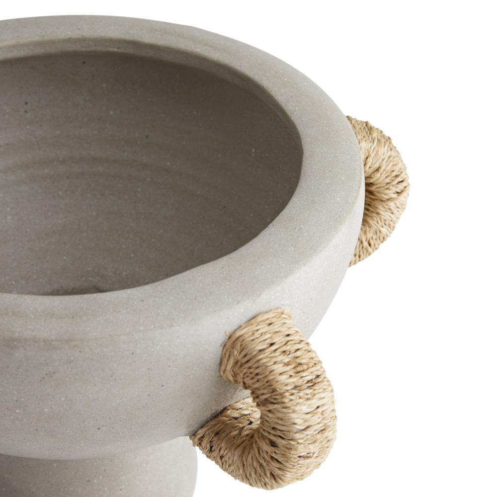 Clyde Coastal Beach Abaca-Wrapped Gray Terracotta Centerpiece|