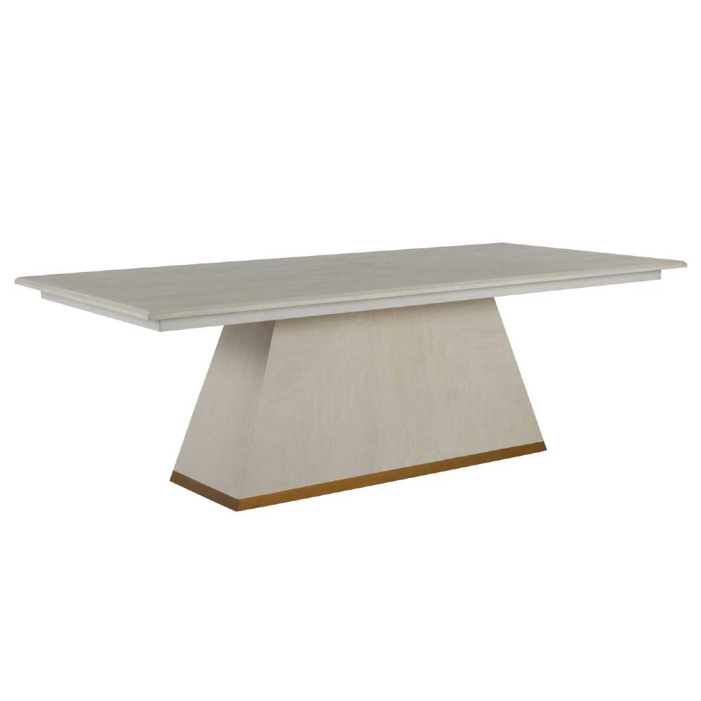 Ferris Modern White Mahogany Wood Gold Band Base Dining Table - 92"W|