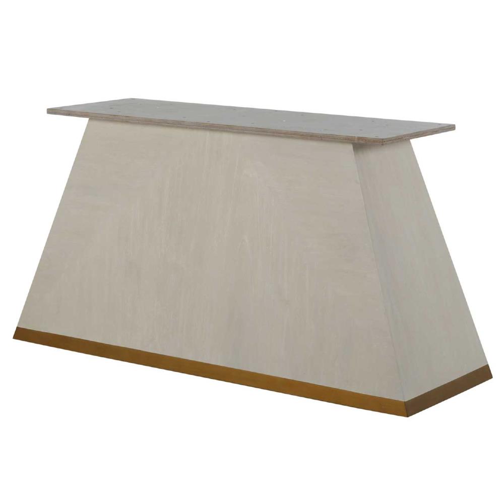 Ferris Modern White Mahogany Wood Gold Band Base Dining Table - 92"W|