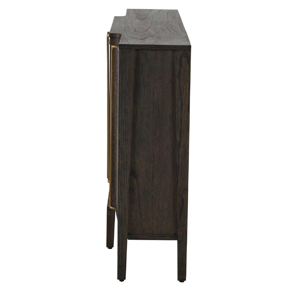 Fitzgerald Modern Classic Dark Brown Burl Wood Brass Sideboard|