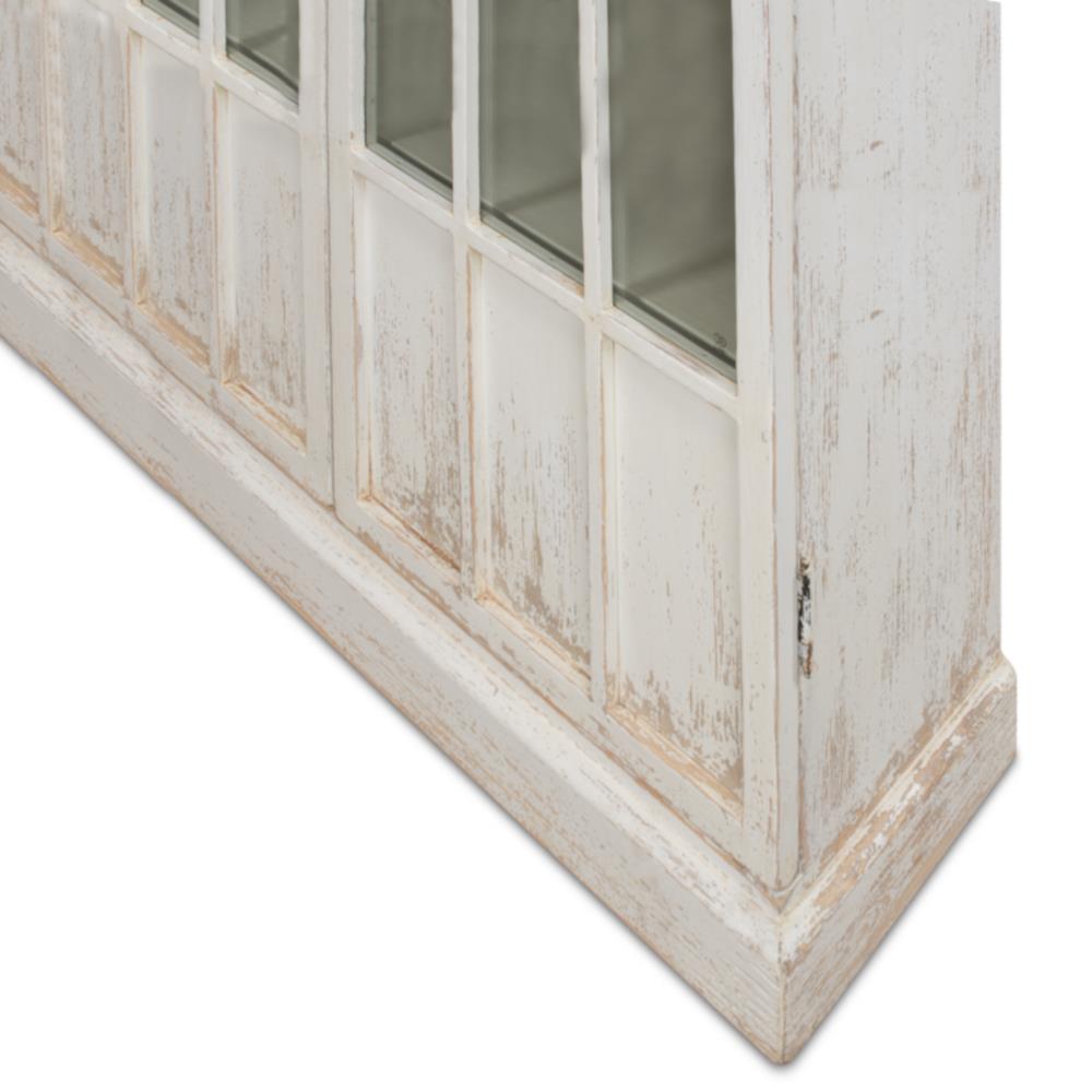 Audrey French Country Clear Glass Door Whitewashed Pine Wood Display Case|