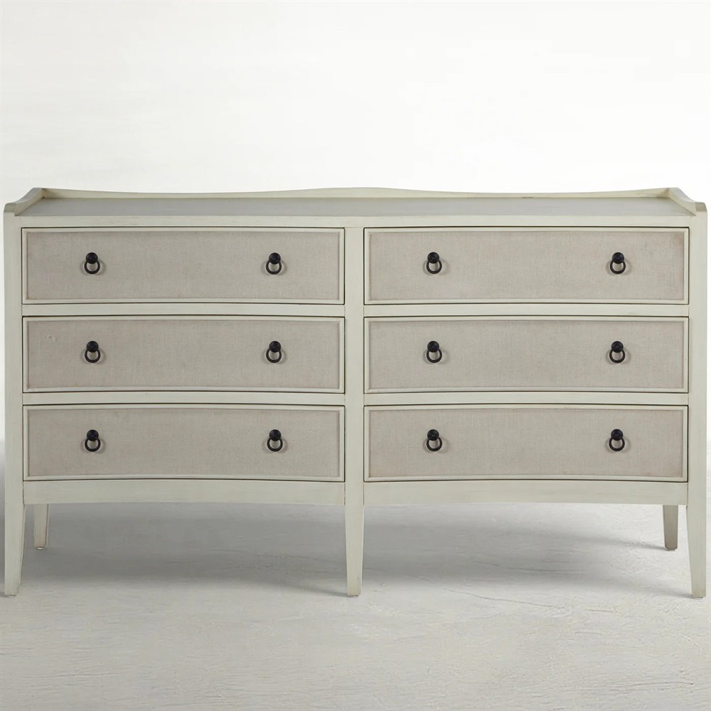 Naomi Modern Classic Antique Cream Mahogany Wood Double Dresser | White/Ivory | Kathy Kuo Home Naomi Modern Classic Antique Cream Mahogany Wood Double Dresser | White/Ivory | Kathy Kuo Home