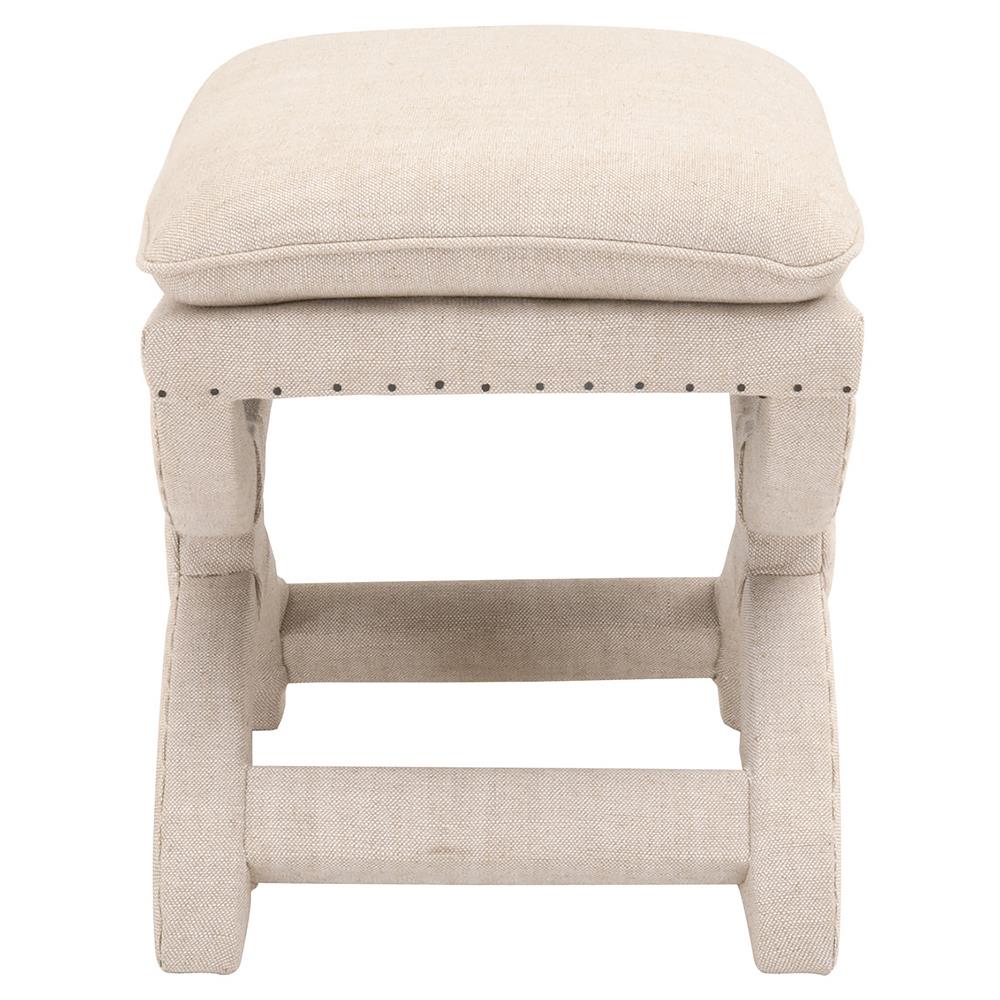 Greta Modern Classic Cream Upholstered Curved Wood Base Stool|