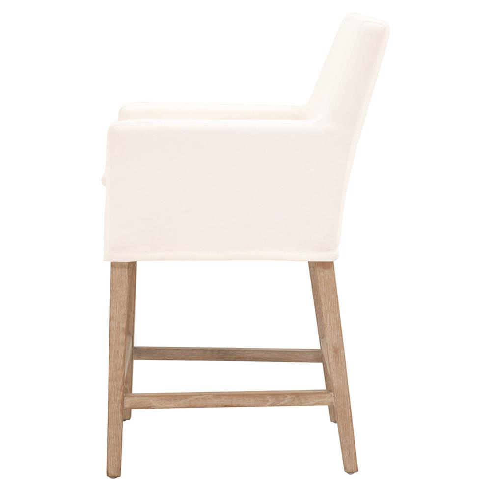 Danielle Modern Classic White Performance Slipcover Oak Wood Counter Stool|