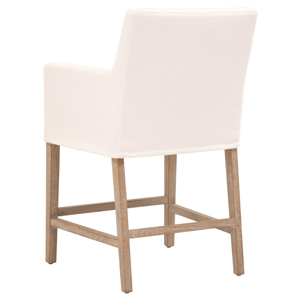 Danielle Modern Classic White Performance Slipcover Oak Wood Counter Stool|