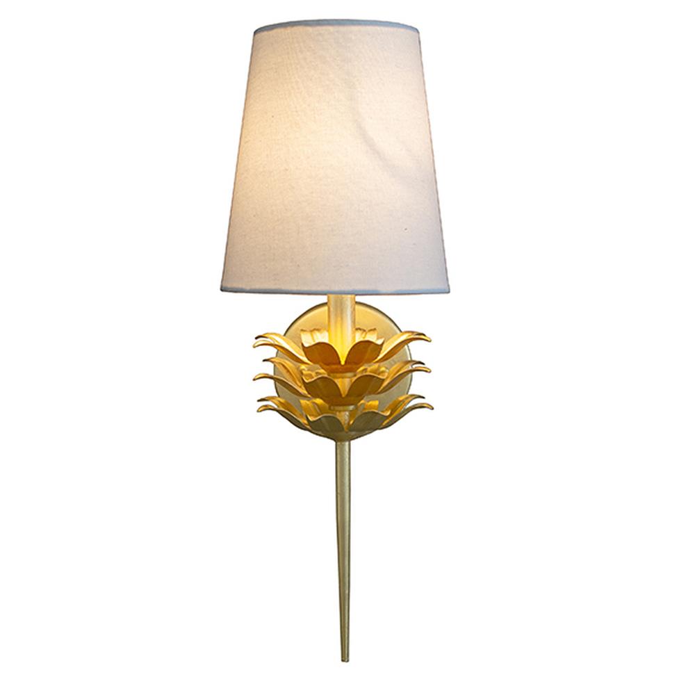 Worlds Away Delilah Hollywood 3 Leaf Gold Wall Sconce|
