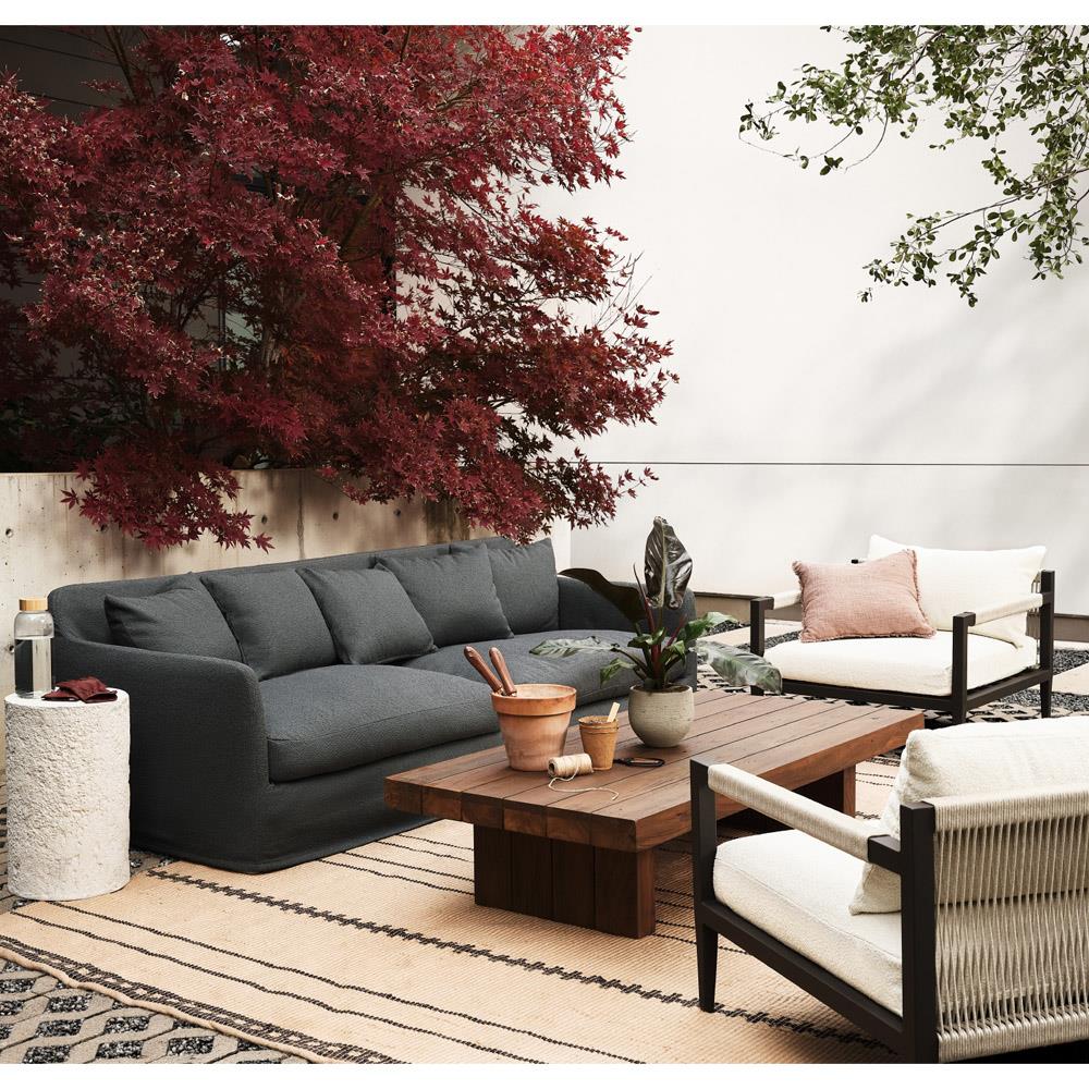 Cassandra Modern Classic Dark Grey Slipcovered Outdoor Sofa - 92"W|