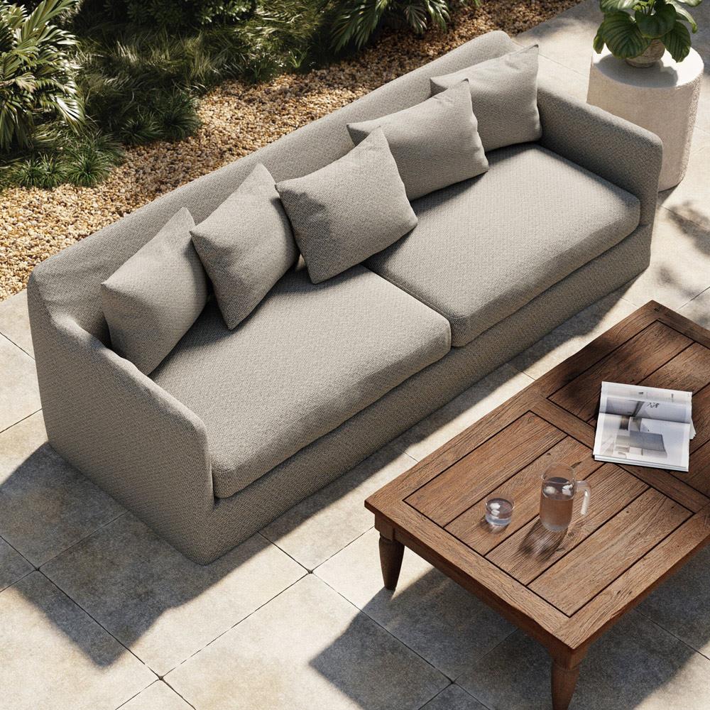 Cassandra Modern Classic Grey Slipcovered Outdoor Sofa - 92"W|