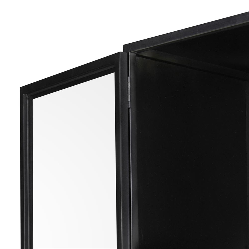 Katren Industrial Loft Black Iron Clear Glass Display Case|