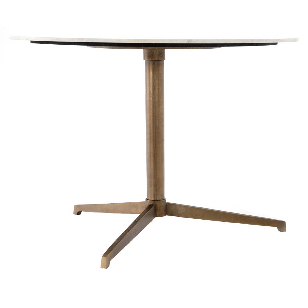 Parker Modern Classic Brown Aluminum White Marble Top Bistro Dining Table - 42"W|