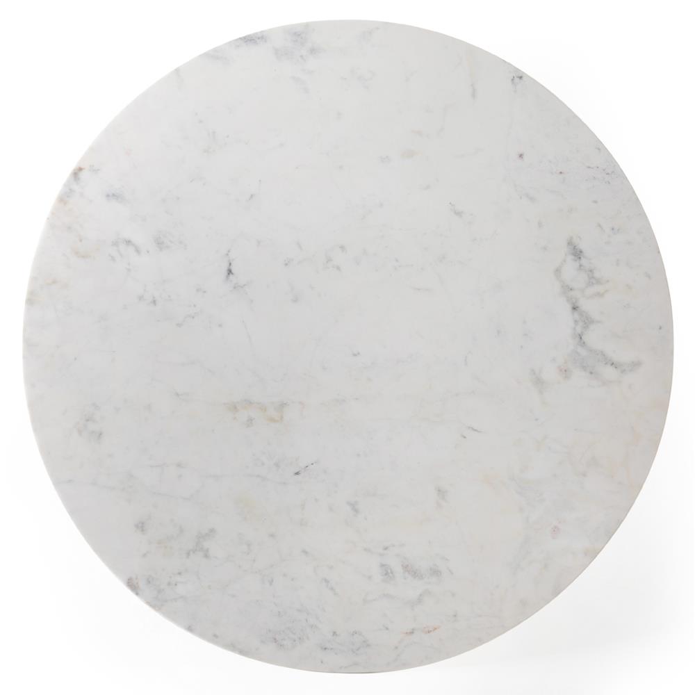 Parker Modern Classic Brown Aluminum White Marble Top Bistro Dining Table - 42"W|