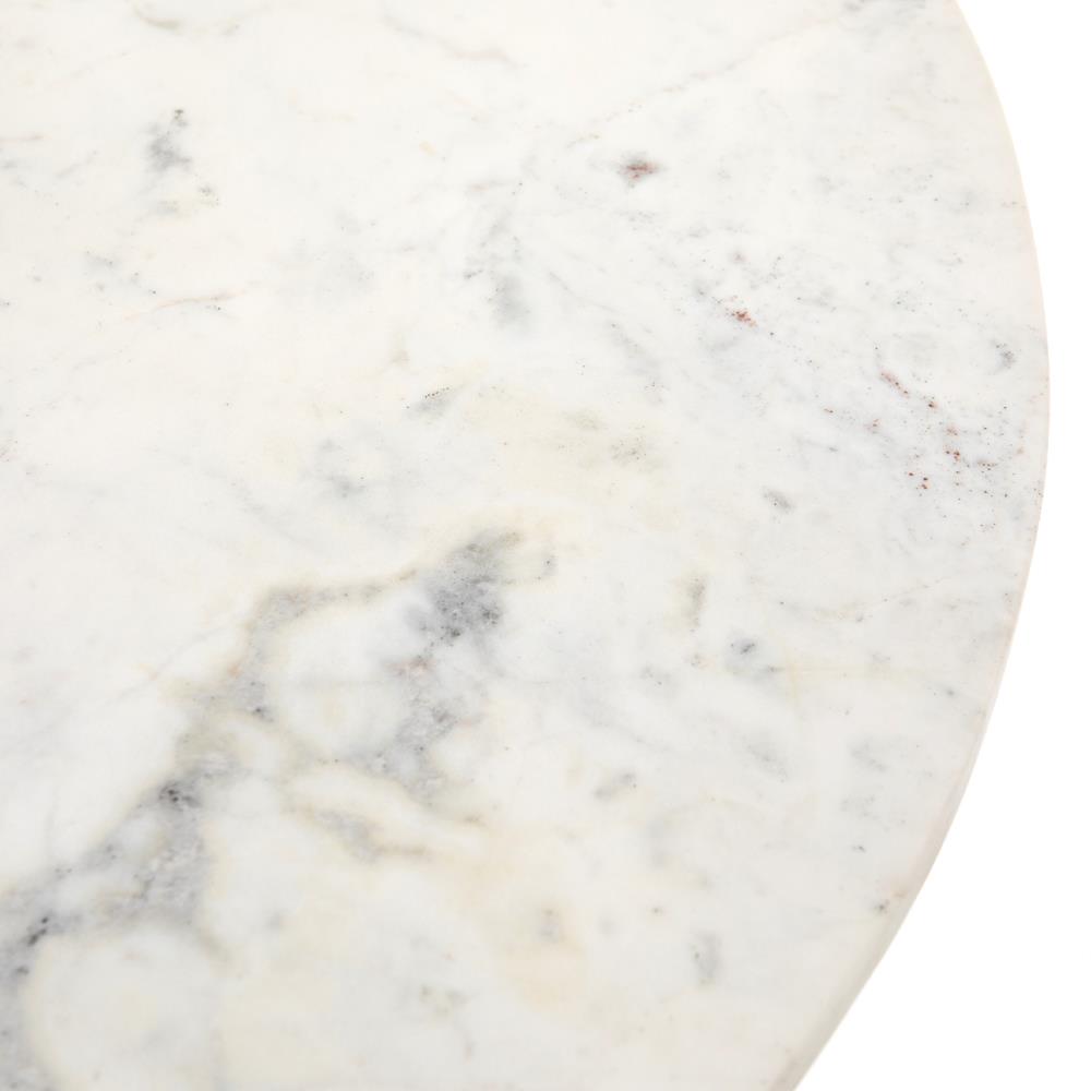 Parker Modern Classic Brown Aluminum White Marble Top Bistro Dining Table - 42"W|