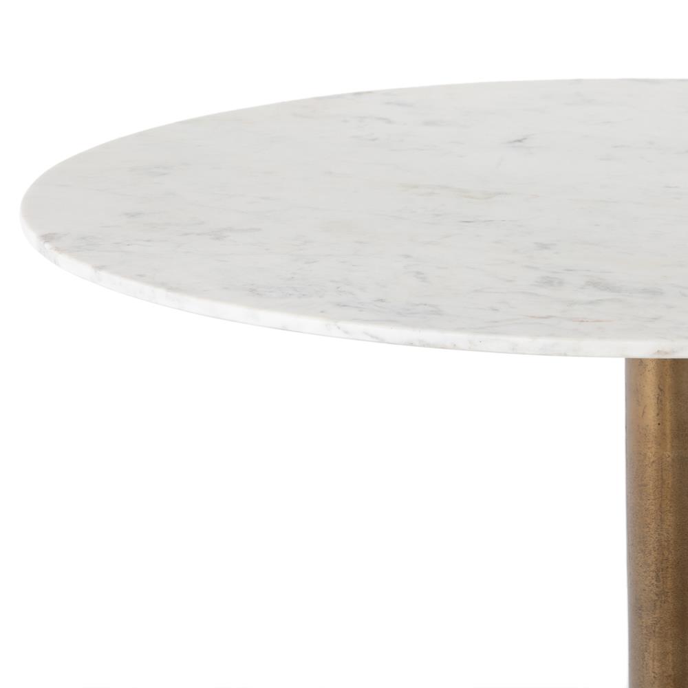 Parker Modern Classic Brown Aluminum White Marble Top Bistro Dining Table - 42"W|