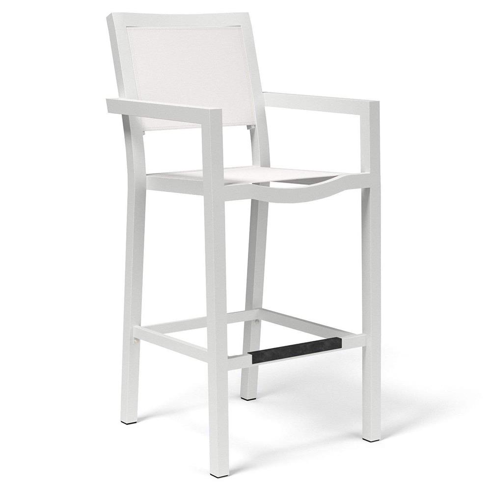 Jace Industrial Grey Performance Sling Outdoor Bar Stool|