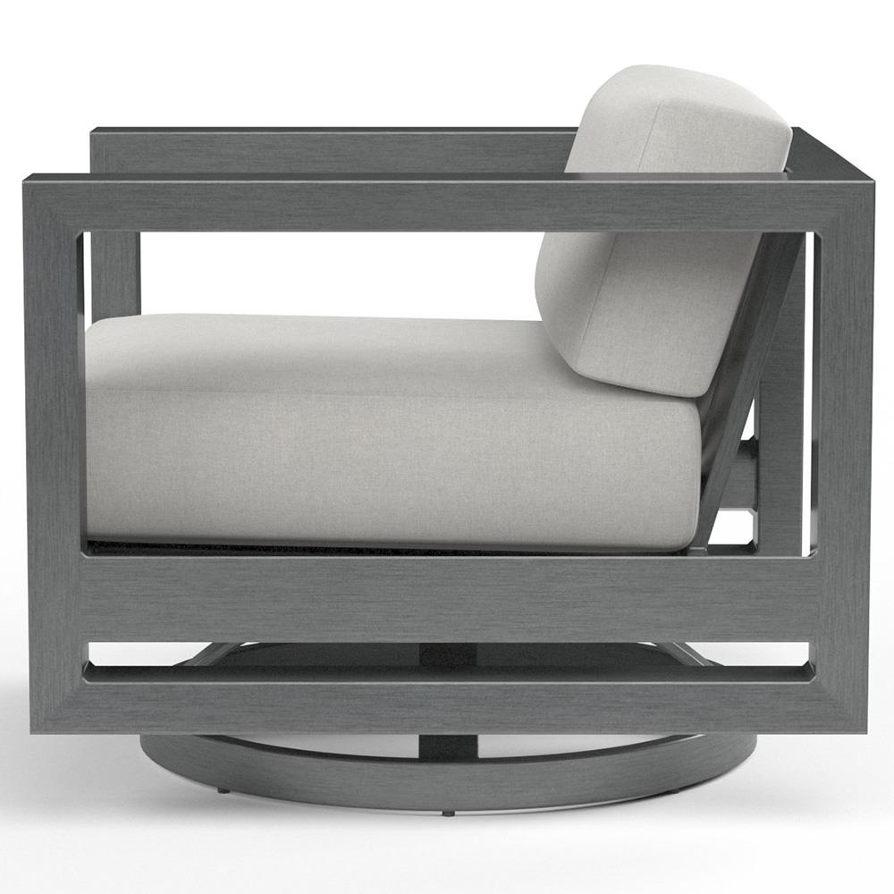 Finn Mid Century Grey Sunbrella Swivel Outdoor Lounge Arm Chair|