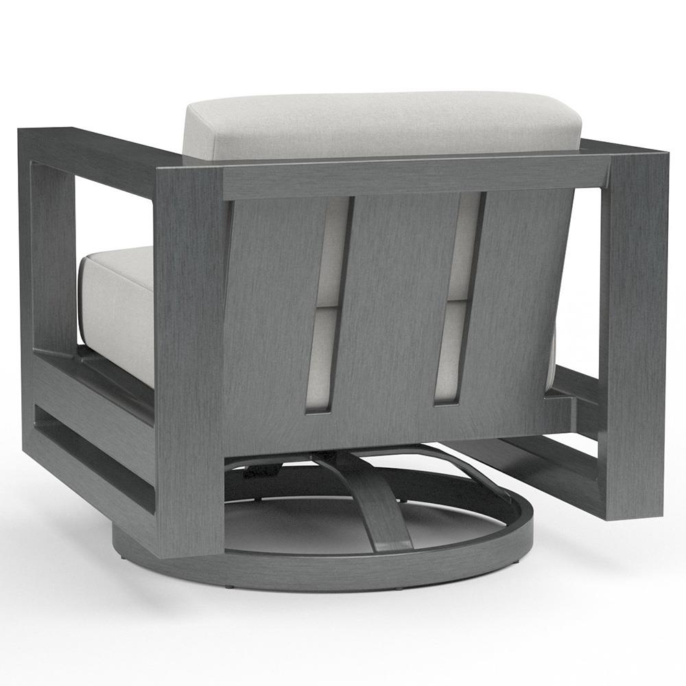 Finn Mid Century Grey Sunbrella Swivel Outdoor Lounge Arm Chair|