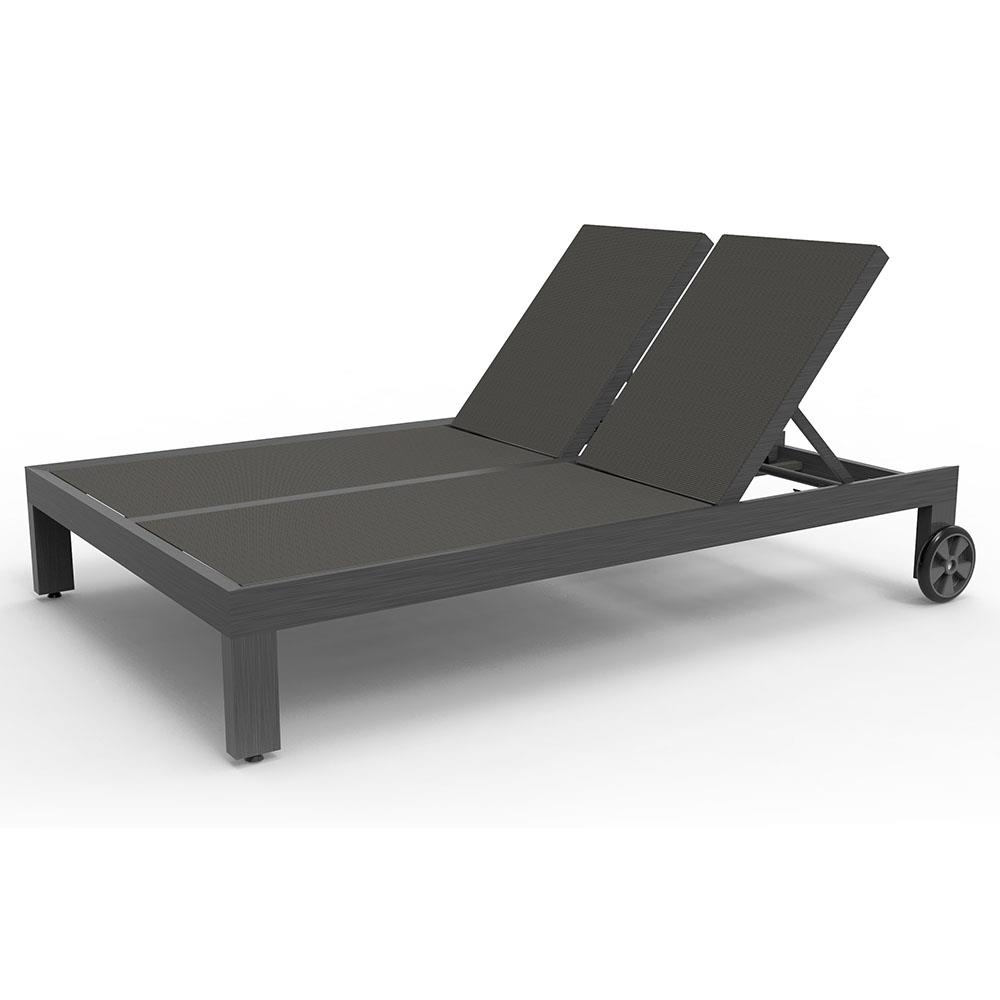 Finn Mid Century Grey Aluminum Performance Outdoor Double Chaise|