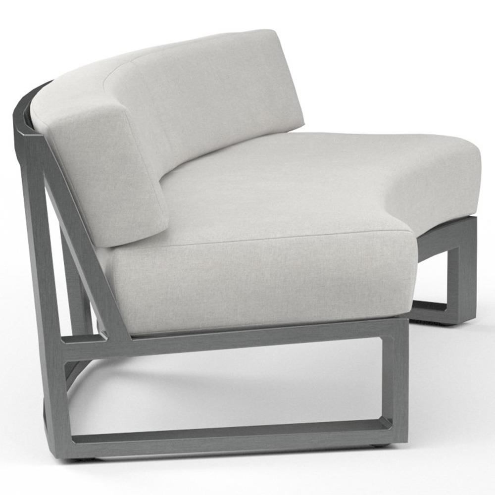 Finn Mid Century Grey Sunbrella Cushion Outdoor Curved Sofa|