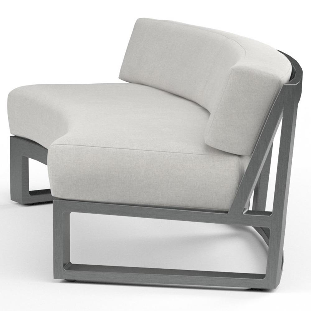 Finn Mid Century Grey Sunbrella Cushion Outdoor Curved Sofa|