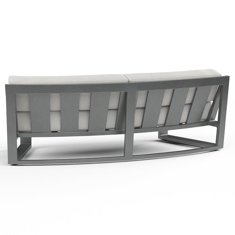 Finn Mid Century Grey Sunbrella Cushion Outdoor Curved Sofa|