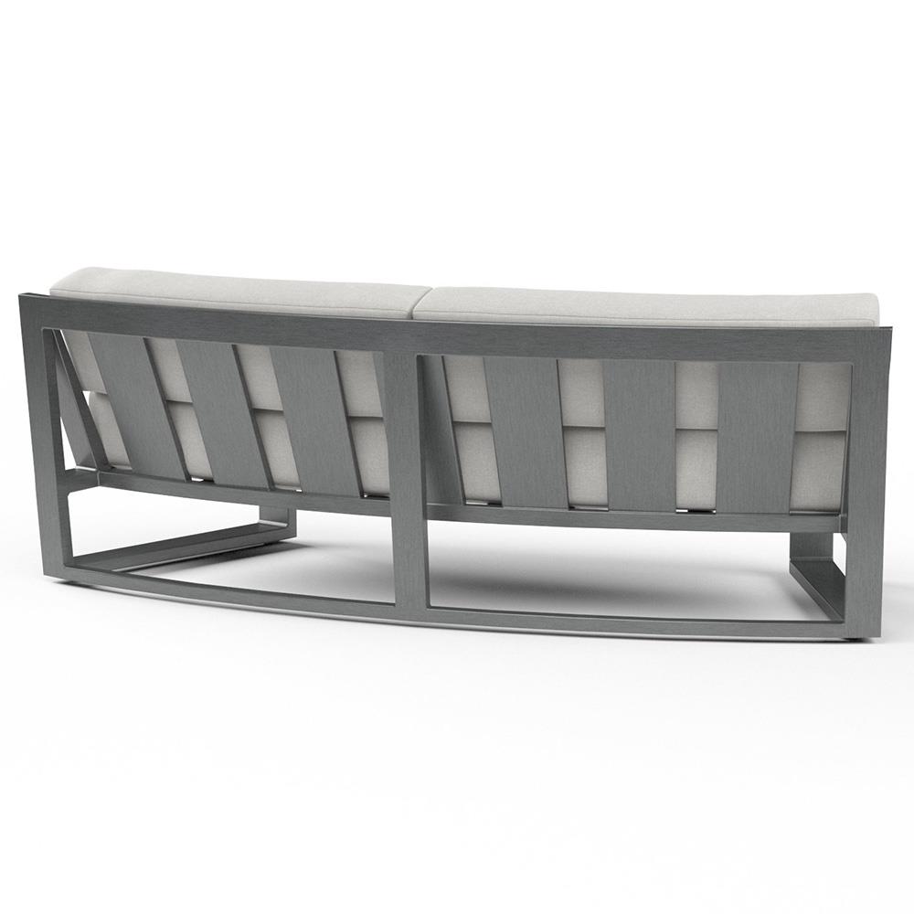 Finn Mid Century Grey Sunbrella Cushion Outdoor Curved Sofa|