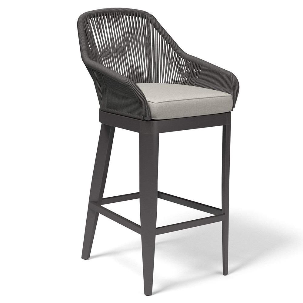 Levi Coastal Grey Performance Charcoal Grey Aluminum Outdoor Bar Stool|
