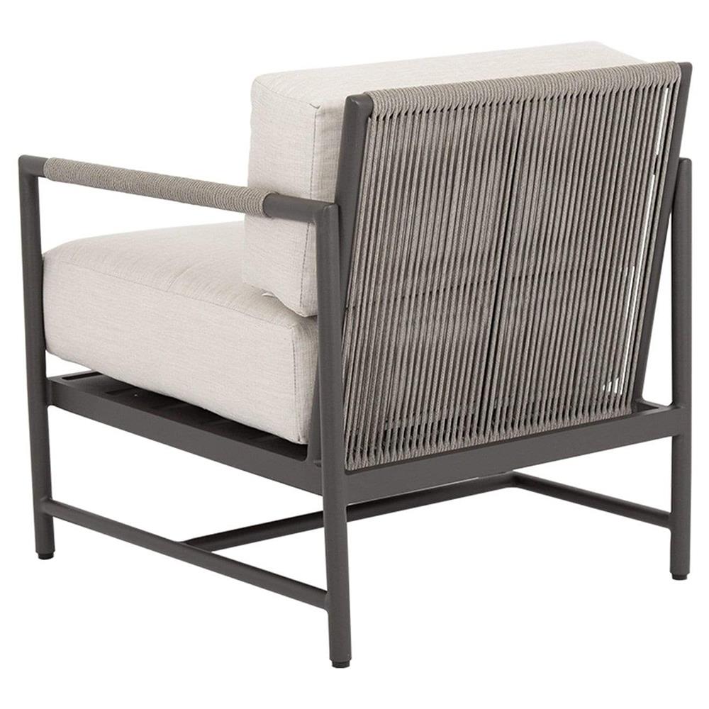 Aurora Mid Century Grey Aluminum Sunbrella Outdoor Lounge Arm Chair|