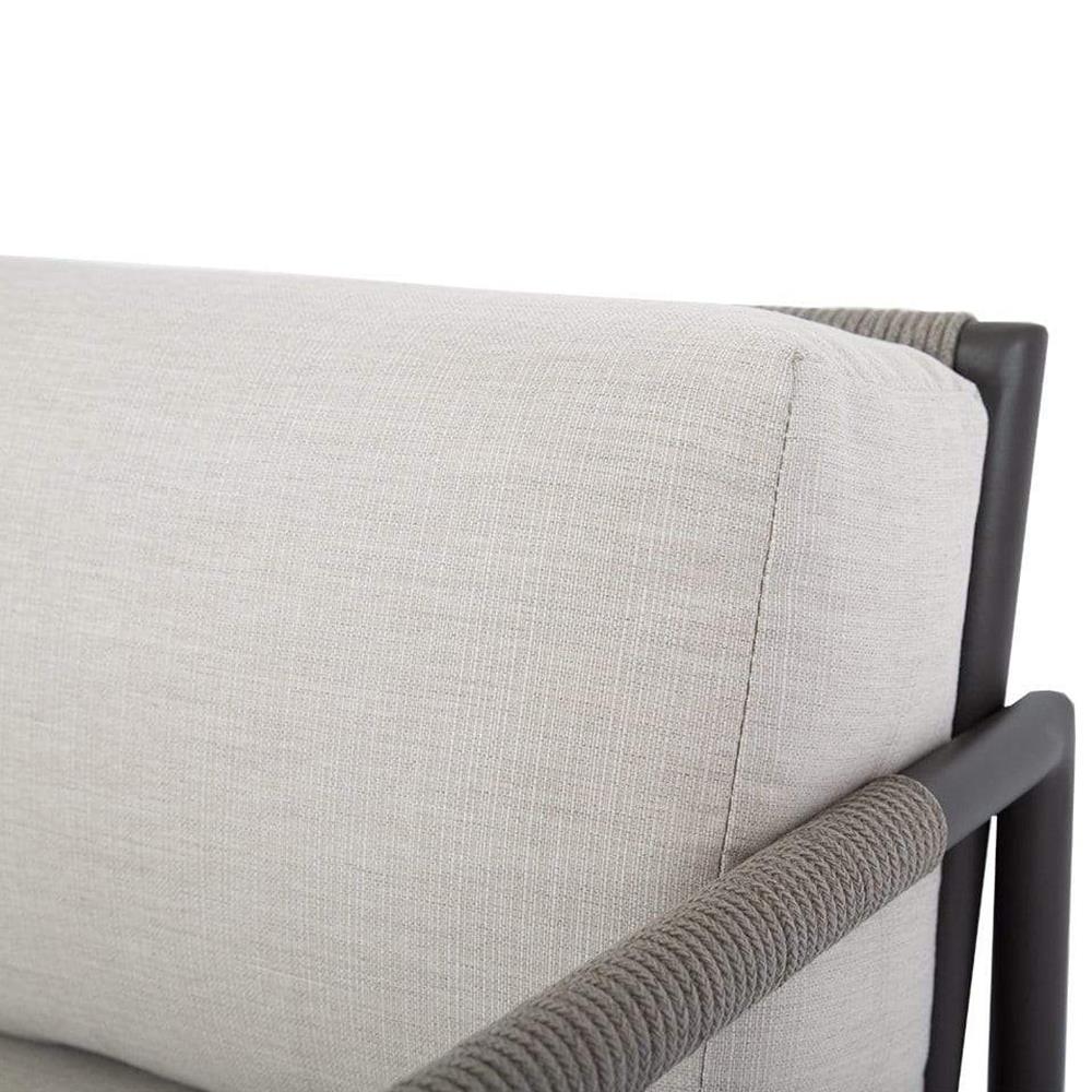 Aurora Mid Century Grey Aluminum Sunbrella Outdoor Lounge Arm Chair|