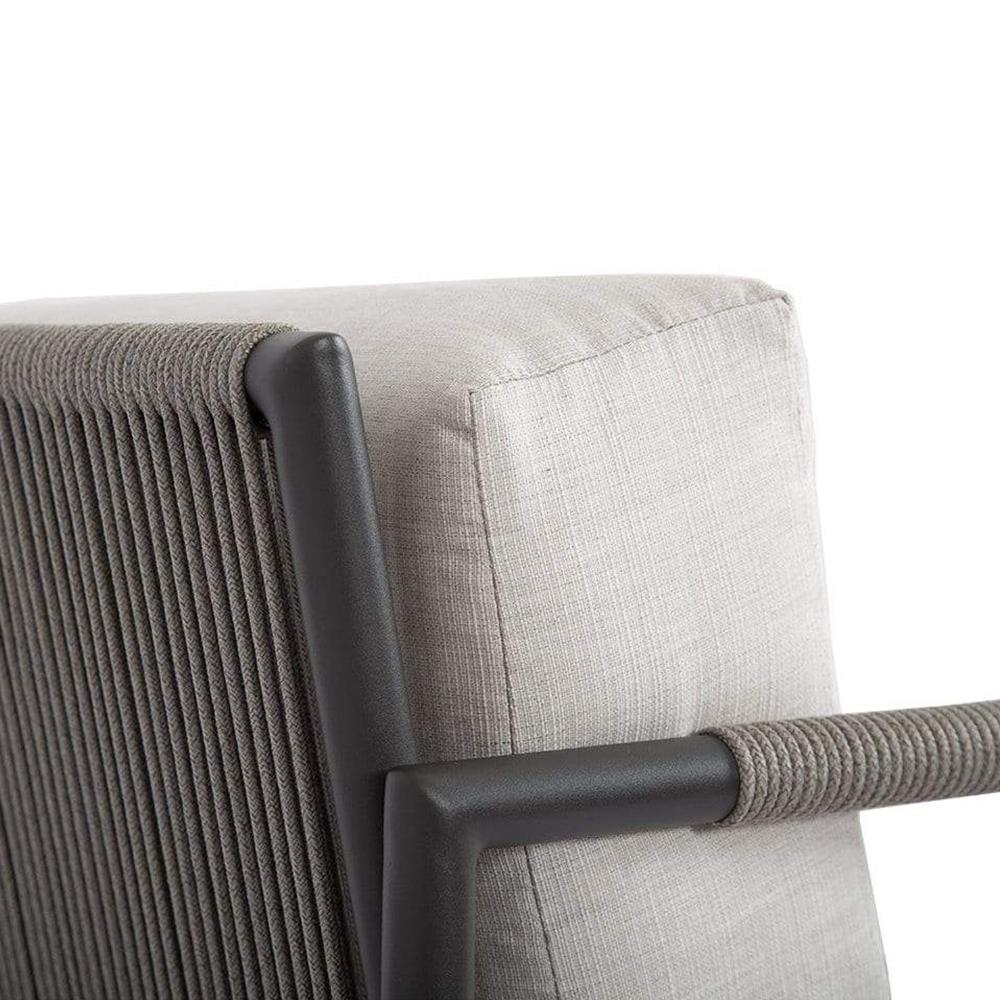 Aurora Mid Century Grey Aluminum Sunbrella Outdoor Lounge Arm Chair|