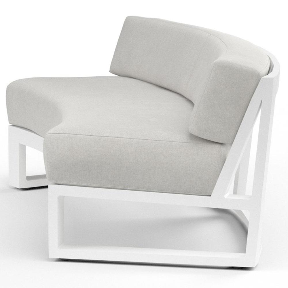 Roman Industrial White Aluminum Sunbrella Curved Outdoor Sofa|