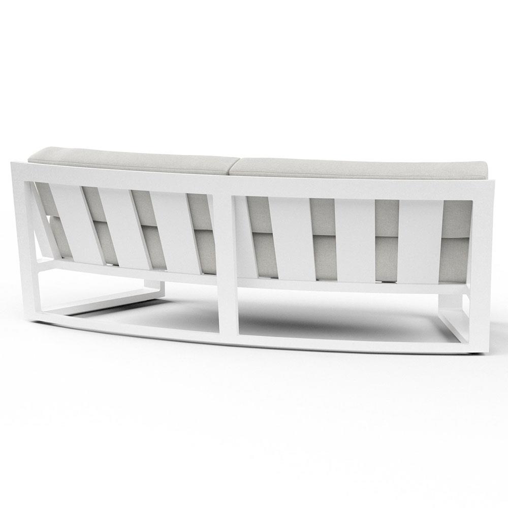 Roman Industrial White Aluminum Sunbrella Curved Outdoor Sofa|