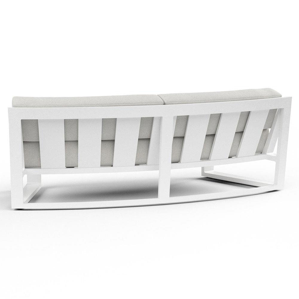 Roman Industrial White Aluminum Sunbrella Curved Outdoor Sofa|