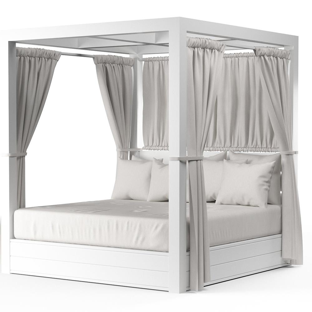Roman Industrial Loft White Aluminum Resort Outdoor Daybed - King|