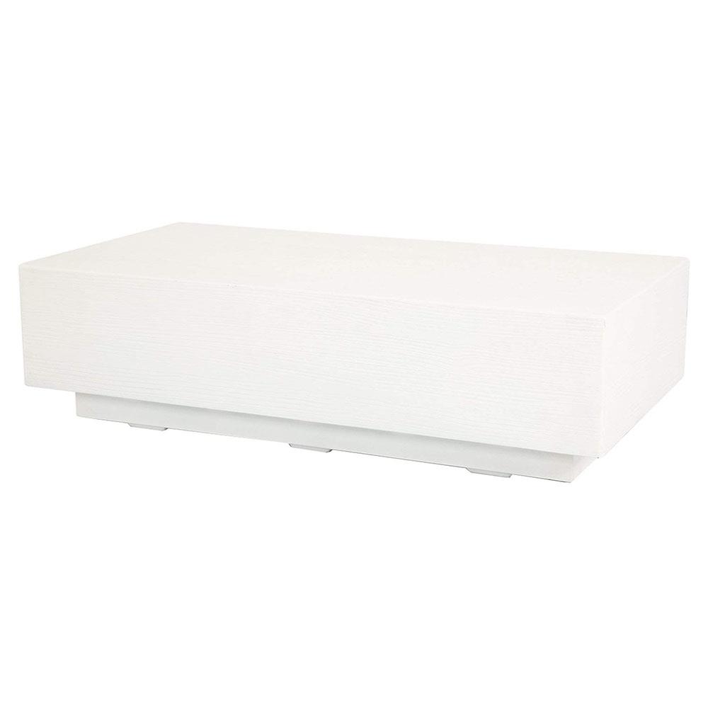Charlie Modern White Glass Fiber Concrete Rectangular Outdoor Coffee Table|