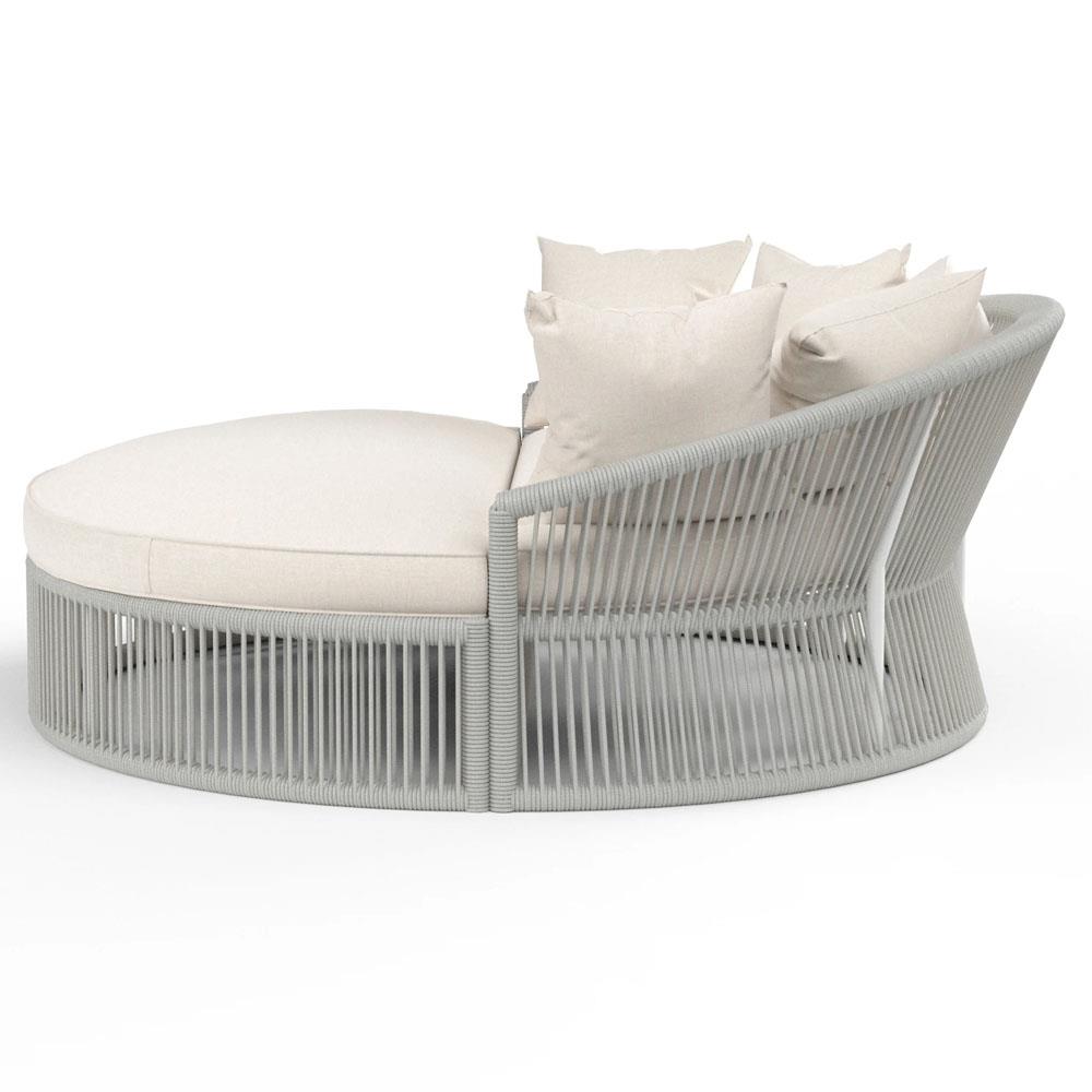Mateo Coastal Sunbrella Silver Grey Aluminum Round Outdoor Daybed|