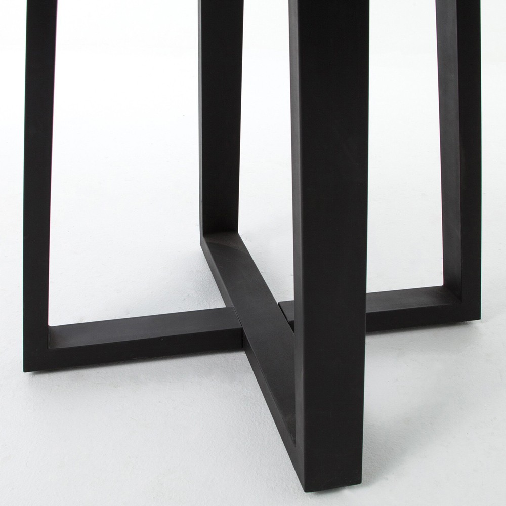 Maceo Modern Grey Stone Black Iron Round Outdoor Bistro Dining Table - Small - 31.5"W|