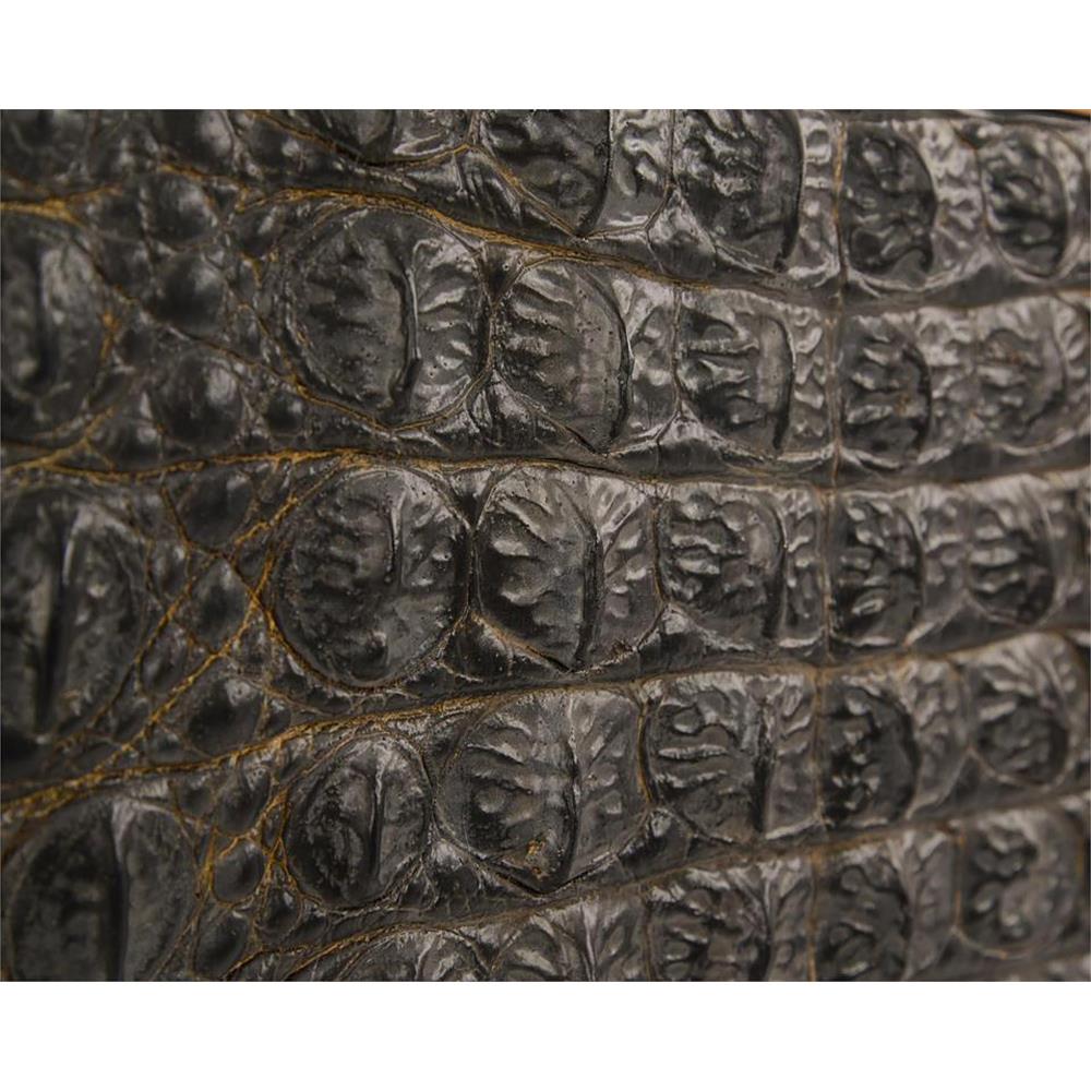 John-Richard Greystoke Modern Black Faux Crocodile Hide Gold Steel