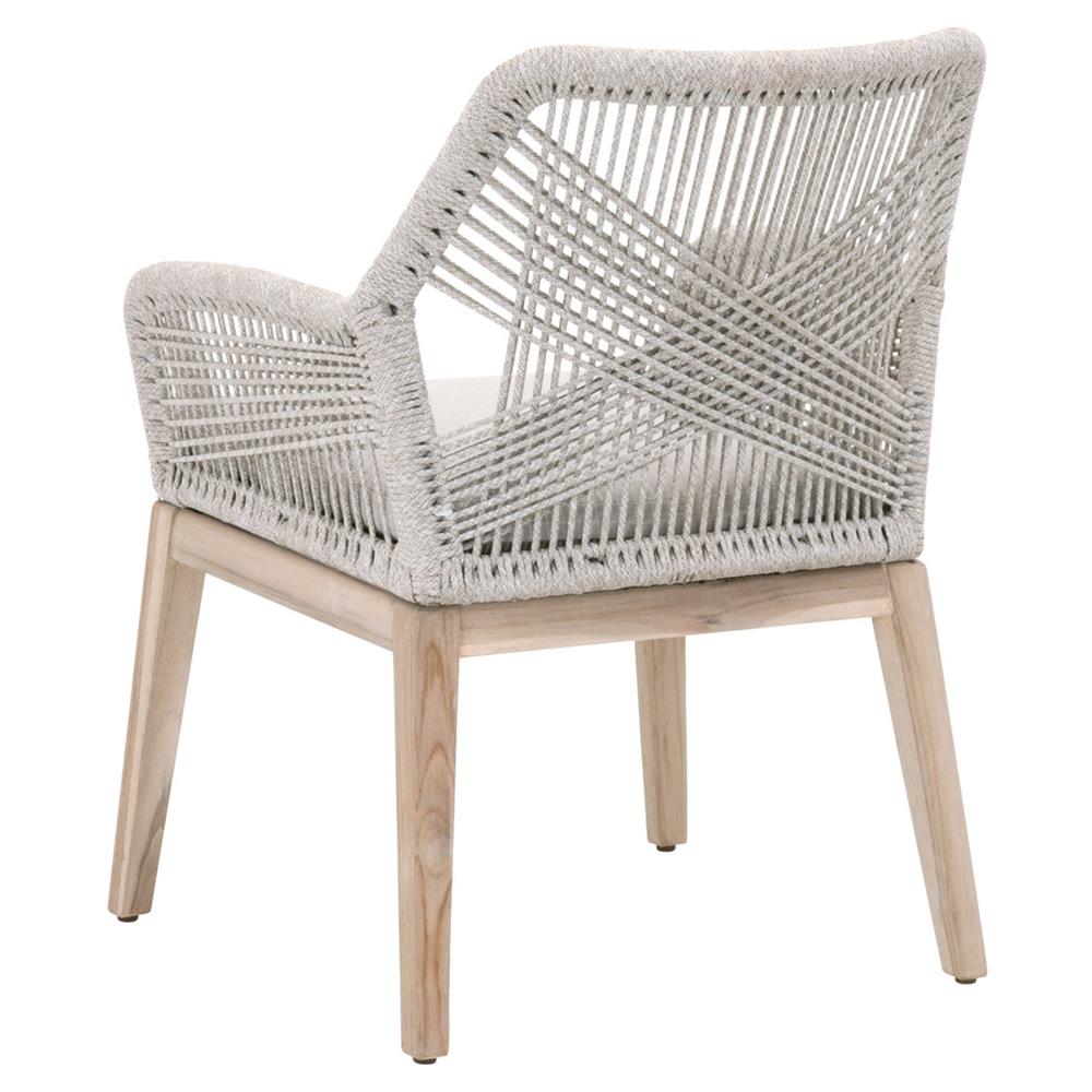 Lorry Coastal Taupe Rope Grey Teak Outdoor Dining Arm Chair - Set of 2|