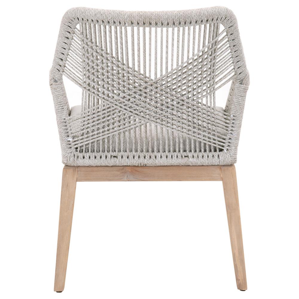 Lorry Coastal Taupe Rope Grey Teak Outdoor Dining Arm Chair - Set of 2|