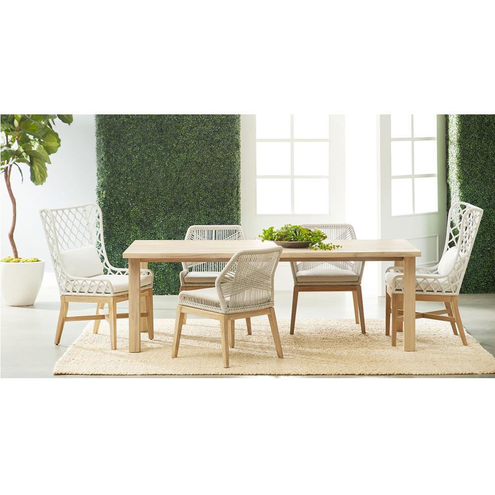 Lorry Coastal Taupe Rope Grey Teak Outdoor Dining Side Chair - Set of 2|