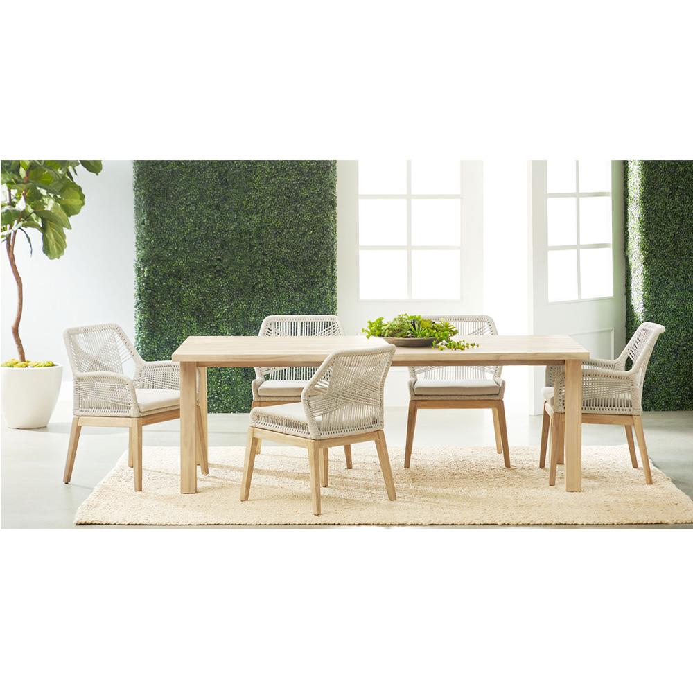 Lorry Coastal Taupe Rope Grey Teak Outdoor Dining Side Chair - Set of 2|