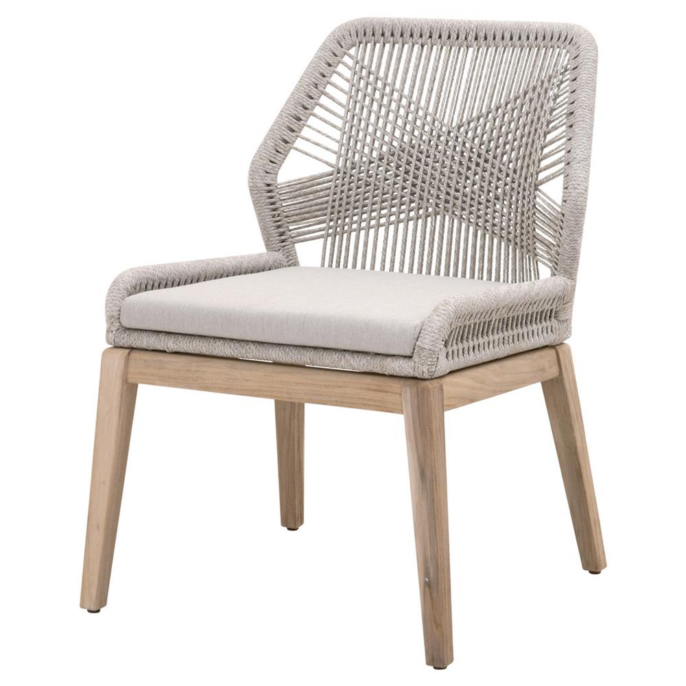 Lorry Coastal Taupe Rope Grey Teak Outdoor Dining Side Chair - Set of 2|