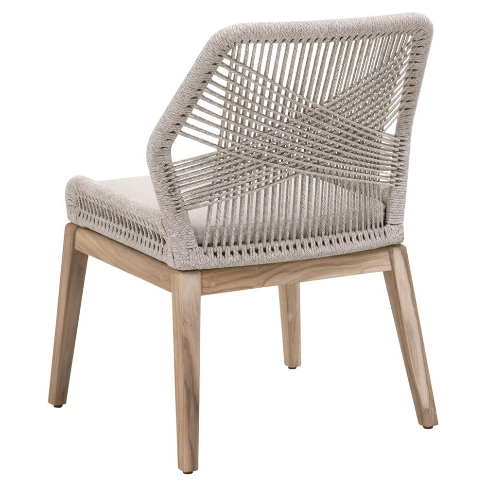 Lorry Coastal Taupe Rope Grey Teak Outdoor Dining Side Chair - Set of 2|