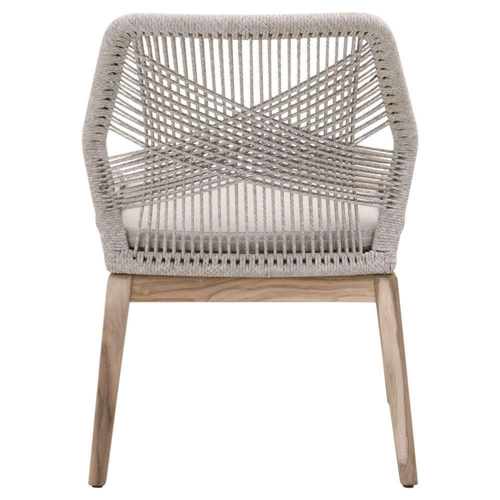 Lorry Coastal Taupe Rope Grey Teak Outdoor Dining Side Chair - Set of 2|